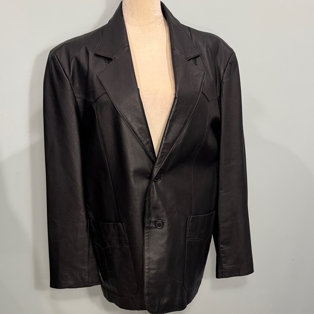Men's Black Leather Jacket Size L
